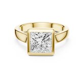 Princess Cut Bezel Set Lab Diamond Solitaire Ring