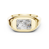 Radiant Cut Solitaire Diamond Bezel Set Signet Ring