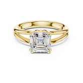 Classic Asscher Cut Double Prong Solitaire Diamond Ring