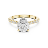 Pear Cut Hidden Halo and Pave Band Engagement Ring