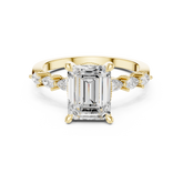 Emerald Cut Diamond Milgrain with Hidden Pave Bridge Engagement Ring