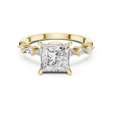 Princess Cut Diamond Milgrain with Hidden Pave Bridge Engagement Ring