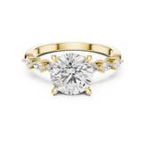 Round Cut Diamond Milgrain with Hidden Pave Bridge Engagement Ring