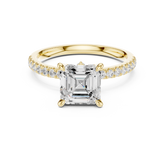 Asscher Cut Diamond with Marquise Hidden Accents Pave Band Ring