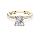 Cushion Cut Diamond with Marquise Hidden Accents Pave Band Ring