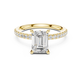 Emerald Cut Diamond with Marquise Hidden Accents Pave Band Ring