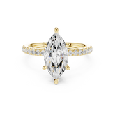 Marquise Cut Diamond with Marquise Hidden Accents Pave Band Ring