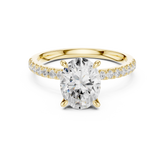 Oval Cut Diamond with Marquise Hidden Accents Pave Band Ring