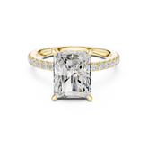 Radiant Cut Diamond Double Hidden Halo and Pave Engagement Ring