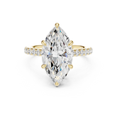 Pave Set Marquise Cut Diamond Hidden Halo Ring