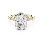 Pave Set Oval Cut Diamond Hidden Halo Ring