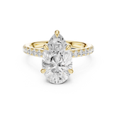 Pave Set Pear Cut Diamond Hidden Halo Ring
