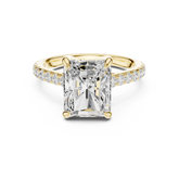Pave Set Radiant Cut Diamond Hidden Halo Ring