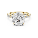 Pave Set Round Cut Diamond Hidden Halo Ring