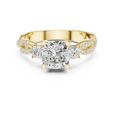 Trio Cushion & Round Twisted Ring