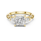 Princess And Pear Cut Trilogy Milgrain Pave Set Ring