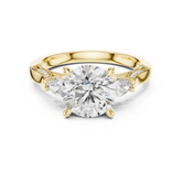 Round And Pear Cut Trilogy Milgrain Pave Set Ring