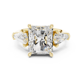 Three Stone Radiant Cut & Kite Side Stone Diamond Ring