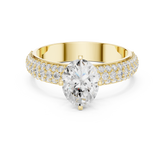 Three Row Micro Pave Oval Cut Lab Diamond Ring