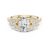 Oval Cut Diamond Floral Cluster Accents Engagement Ring