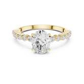 Oval Diamond Engagement Ring with Graduated Pavé Band