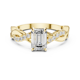 Emerald Cut Diamond Twisted Infinity Engagement Ring