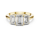 Emerald Cut Three-Stone Tapered Shank Engagement Ring