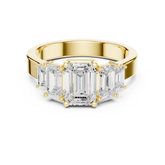 Five Stone Emerald Cut Step-Cut Diamond Engagement Ring