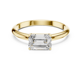 East-West Emerald Cut Solitaire Engagement Ring