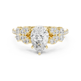 Pear Cut Diamond Floral Cluster Accents Engagement Ring