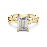 Twisted Shank Emerald Diamond Solitaire Ring