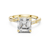 Asscher Cut Diamond Engagement Ring With Vintage Milgrain Band