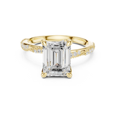 Emerald Cut Diamond Engagement Ring With Vintage Milgrain Band