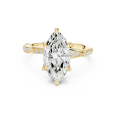 Marquise Cut Diamond Engagement Ring With Vintage Milgrain Band