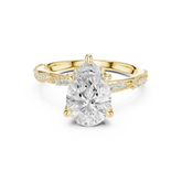 Pear Cut Diamond Engagement Ring With Vintage Milgrain Band