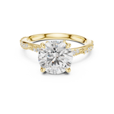 Round Cut Diamond Engagement Ring With Vintage Milgrain Band