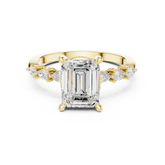 Emerald Cut Diamond Anniversary Ring With Pear Side Stone