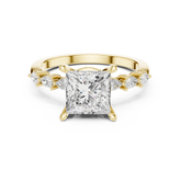 Princess Cut Diamond Anniversary Ring With Pear Side Stone