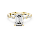 Emerald Cut Lab Grown Diamond Hidden Halo Engagement Ring