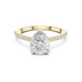 Pear Cut Lab Grown Diamond Hidden Halo Engagement Ring