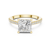 Princess Cut Lab Grown Diamond Hidden Halo Engagement Ring