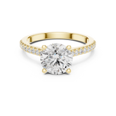 Round Cut Lab Grown Diamond Hidden Halo Engagement Ring