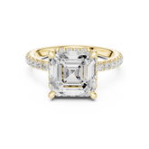 Pave Set Asscher Diamond Hidden Halo Ring