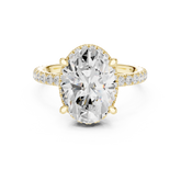 Pave Set Oval Diamond Hidden Halo Ring