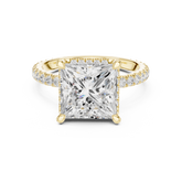 Pave Set Princess Diamond Hidden Halo Ring