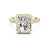 Pave Set Radiant Diamond Hidden Halo Ring