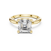 Solitaire Asscher Diamond Migraine Under-Halo Accents Ring