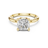 Solitaire Cushion Diamond Migraine Under-Halo Accents Ring