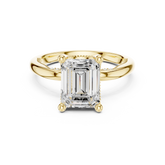 Solitaire Emerald Diamond Migraine Under-Halo Accents Ring