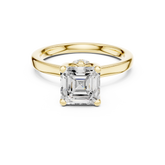 Asscher Solitaire Diamond With Wrap Hidden Halo Ring